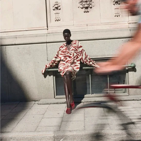 NEW W TAG BLOGGER FAVE OVERSIZED TIE DETAIL ZEBRA PRINT DRESS SIZE LARGE - Picture 3 of 9